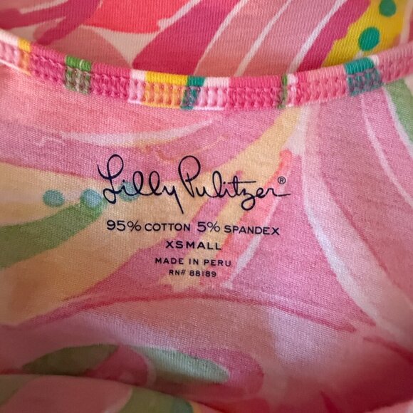 Women's XS Lilly Pulitzer Tabbie Tank Multi All Nighter Flamingo Print - Picture 4 of 6